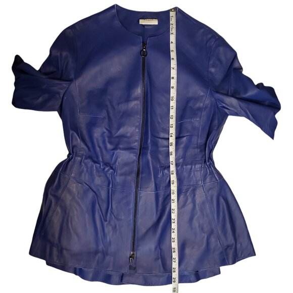 Akris Punto Lambskin Jacket Size 12 Blue - Picture 6 of 12